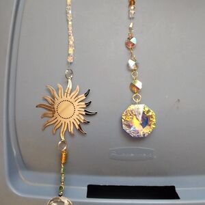 Elegant Gold Sunburst Necklace with Crystal Pendant
